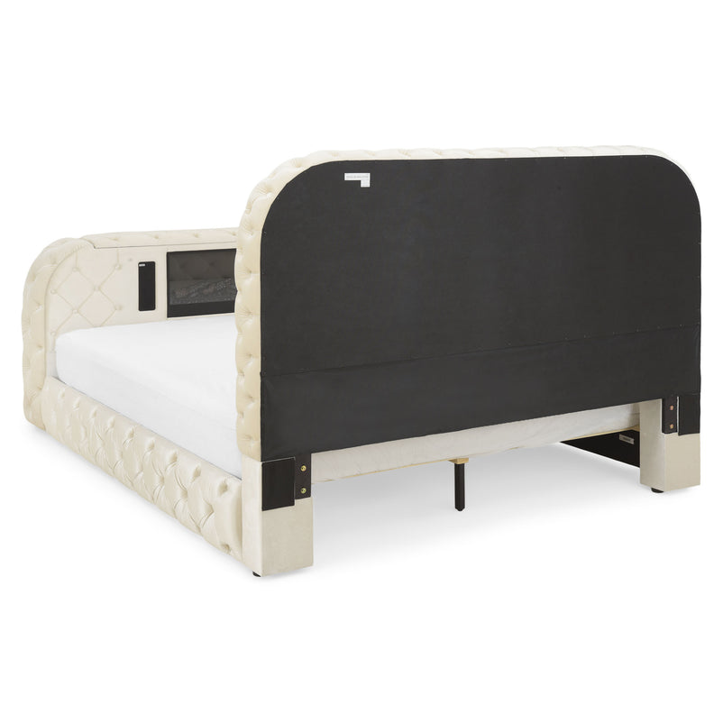 CLERMONT Pat tapițat, șemineu, spațiu TV, LED, somieră incluse