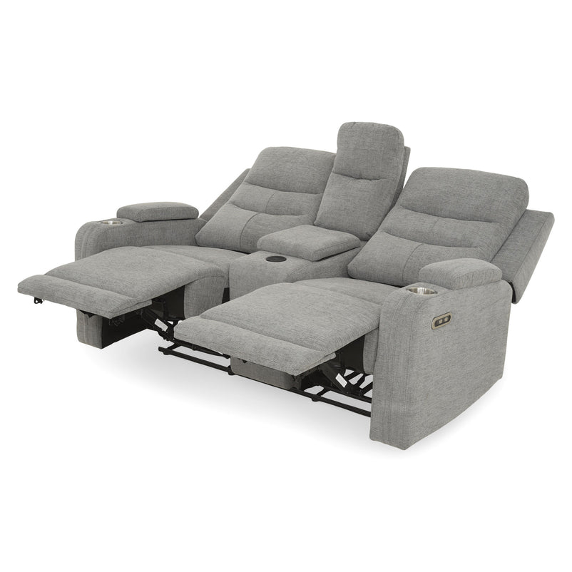 PARKER Canapea 2 locuri cu 2 reclinere electrice, încarcare wireless, consolă depozitare, stofă