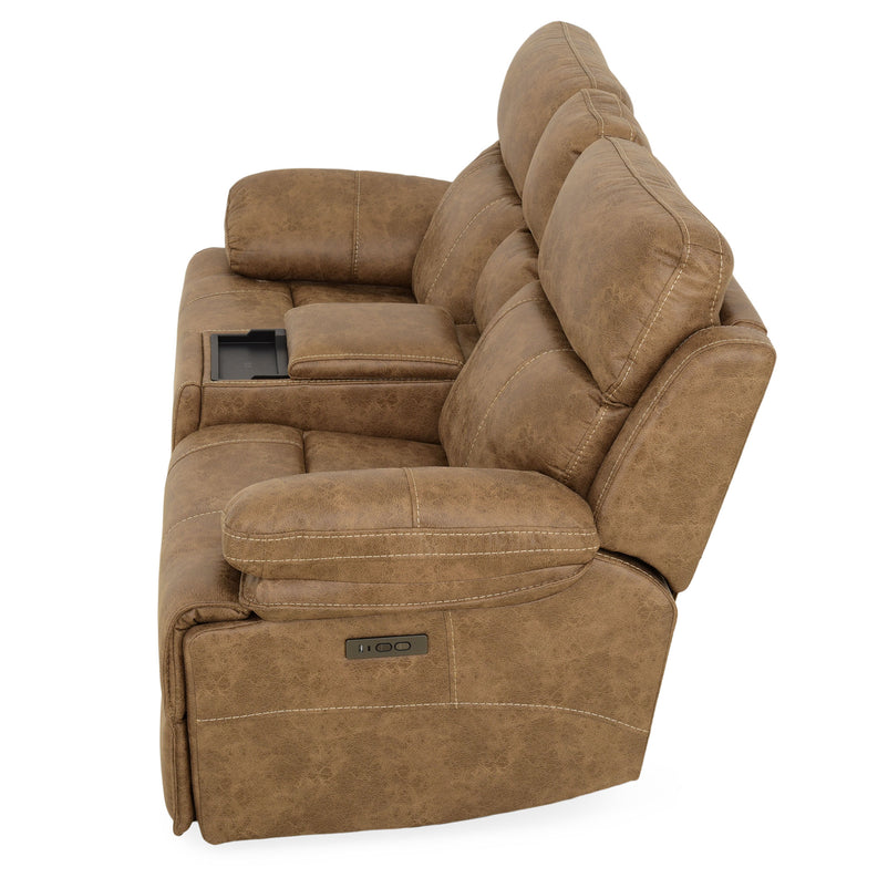 BRISBANE Canapea 2 locuri, 2 reclinere electrice, mecanism tetiere și USB, stofă