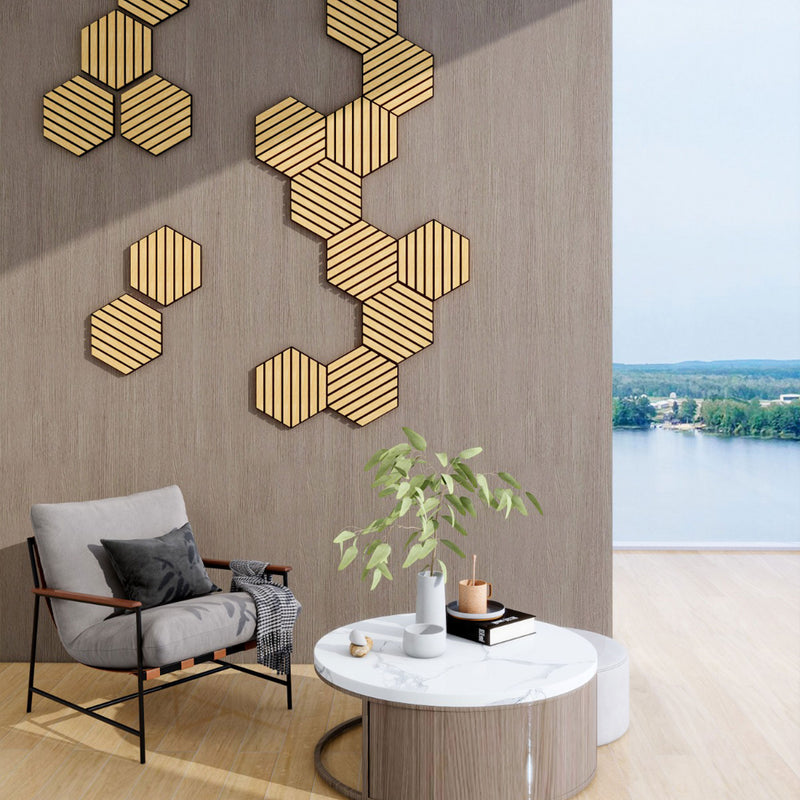 DECORIF Set 6 panouri decorative acustice hexagonale pentru perete