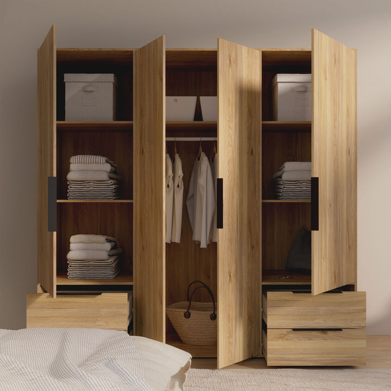 DANIEL Set mobilier dormitor, dulap, pat, comodă și 2 noptiere