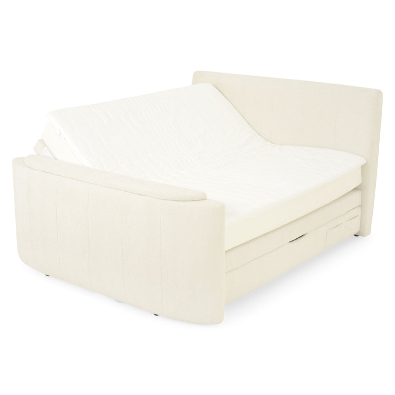 THANI Pat tapițat, 180x200cm, electric, boxspring, spațiu depozitare, saltea, spațiu TV incluse