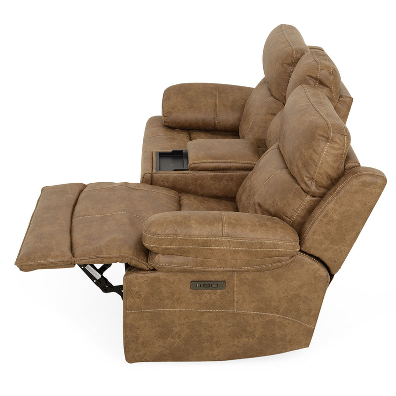 BRISBANE Canapea 2 locuri, 2 reclinere electrice, mecanism tetiere și USB, stofă