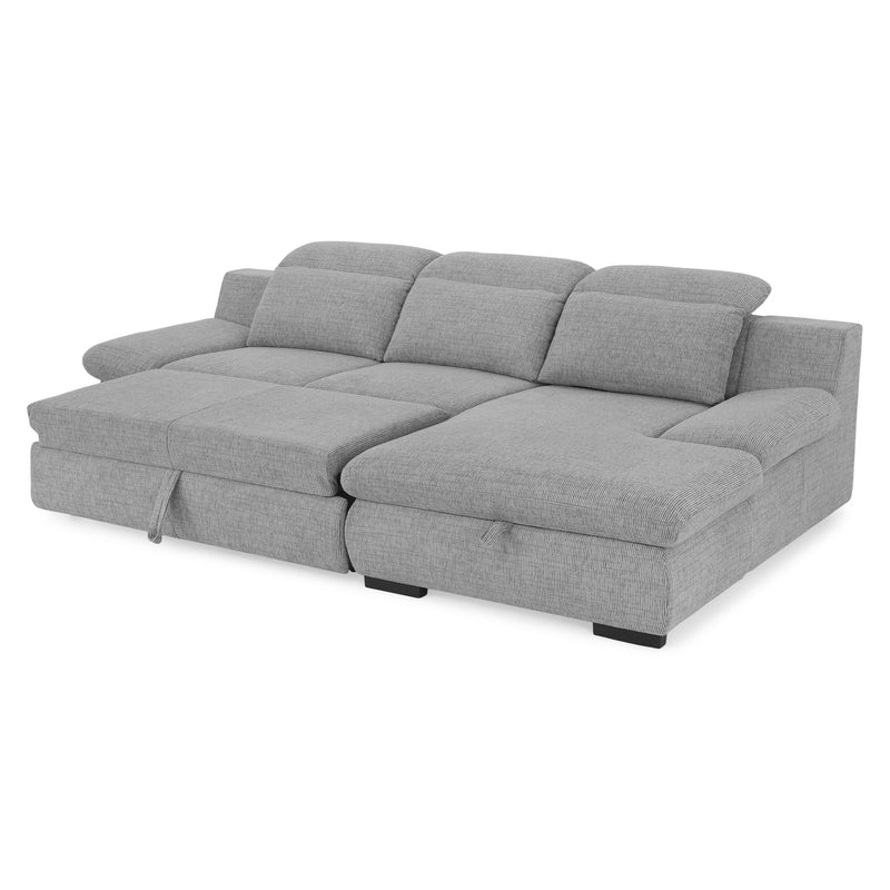 DAMIAN Colțar extensibil, șezlong stânga/dreapta, mecanism tetiere, ladă depozitare inclusă, stofă