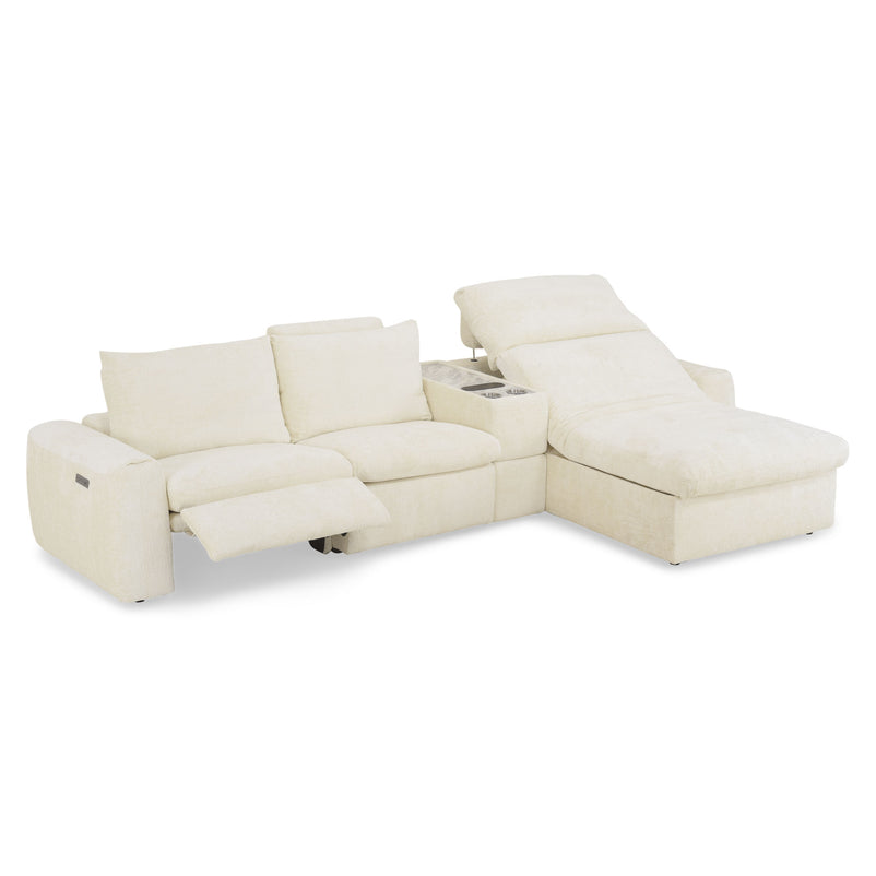 NEW JERSEY Colțar cu șezlong electric stânga/dreapta, 1 recliner electric, tetiere reglabile, USB, consolă depozitare, stofă