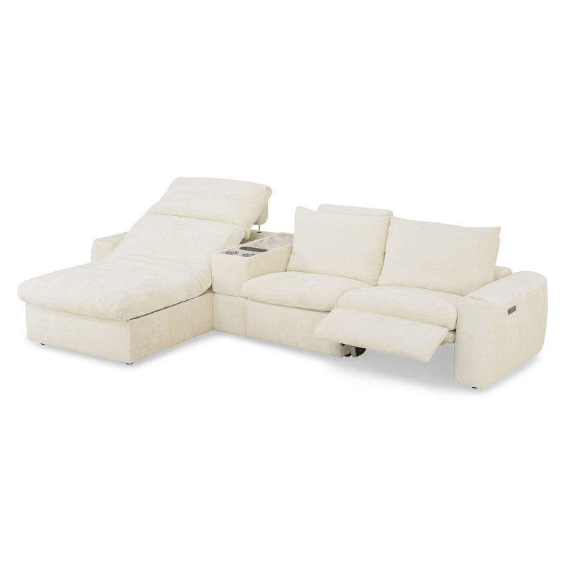 NEW JERSEY Colțar cu șezlong electric stânga/dreapta, 1 recliner electric, tetiere reglabile, USB, consolă depozitare, stofă