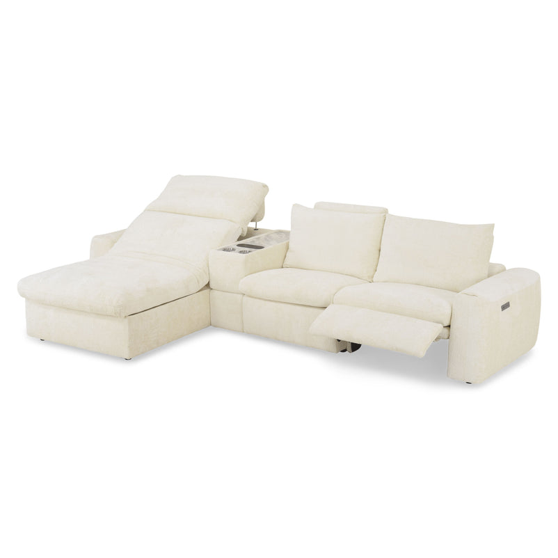 NEW JERSEY Colțar cu șezlong electric stânga/dreapta, 1 recliner electric, tetiere reglabile, USB, consolă depozitare, stofă
