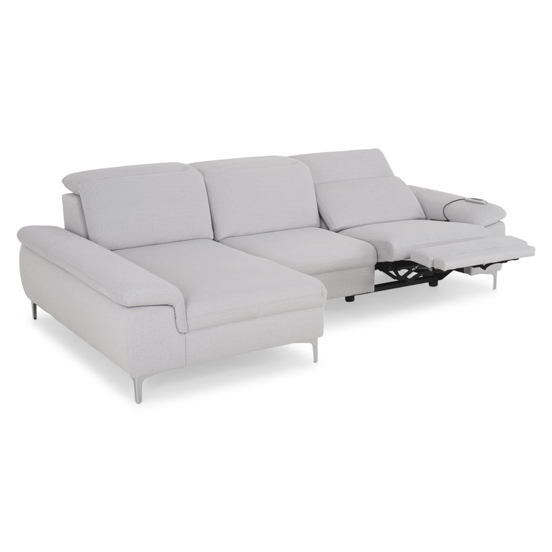 SOUND Colțar șezlong stânga/dreapta, 1 recliner electric și mecanism tetiere, stofă