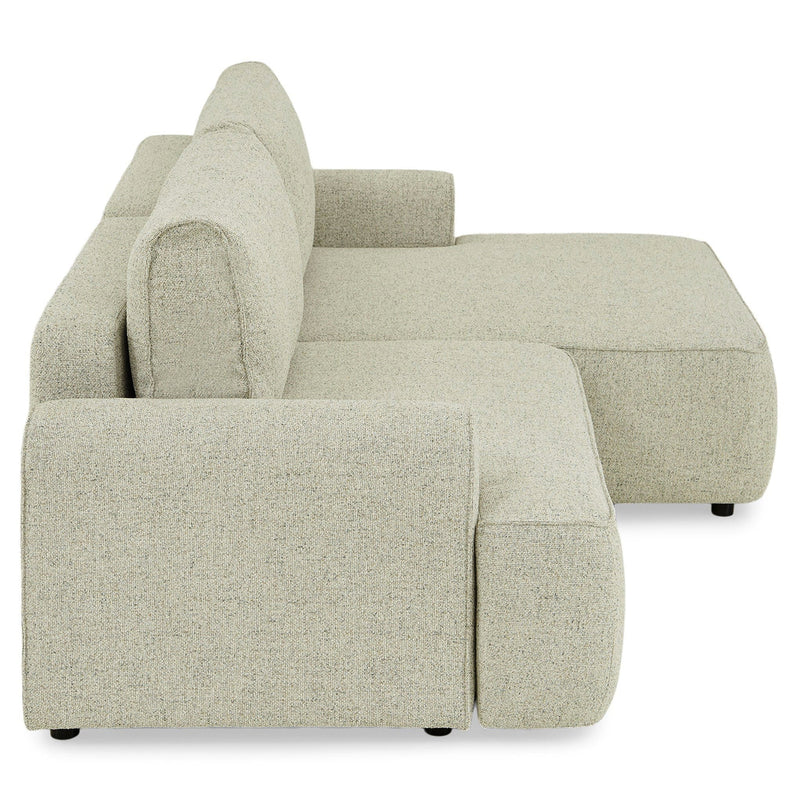 LESLY Colțar 3 locuri extensibil, șezlong stânga/dreapta, ladă depozitare, stofă