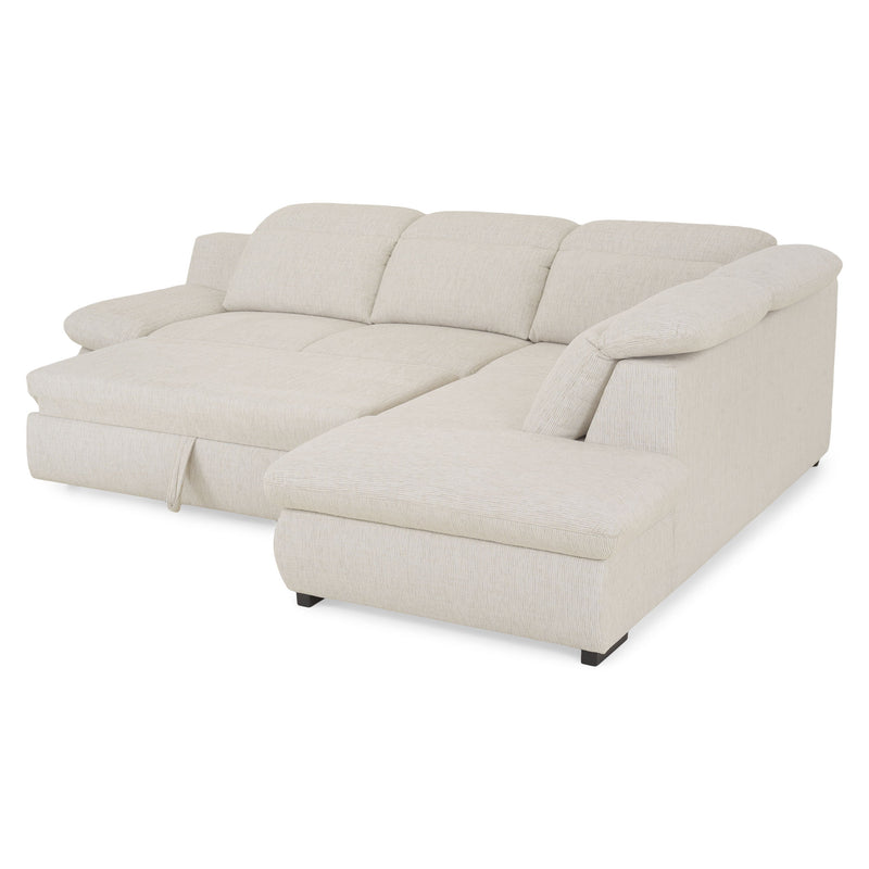 DAMIAN Colțar extensibil, șezlong stânga/dreapta, mecanism tetiere și braț, spațiu depozitare inclus, stofă