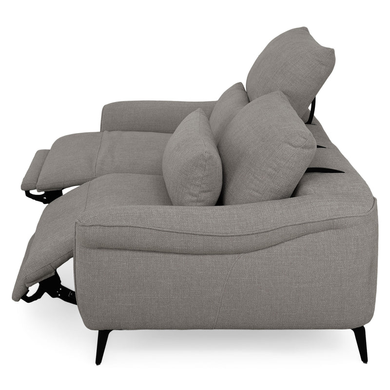 CARVER Canapea 3 locuri, 2 reclinere electrice și mecanism tetiere, stofă