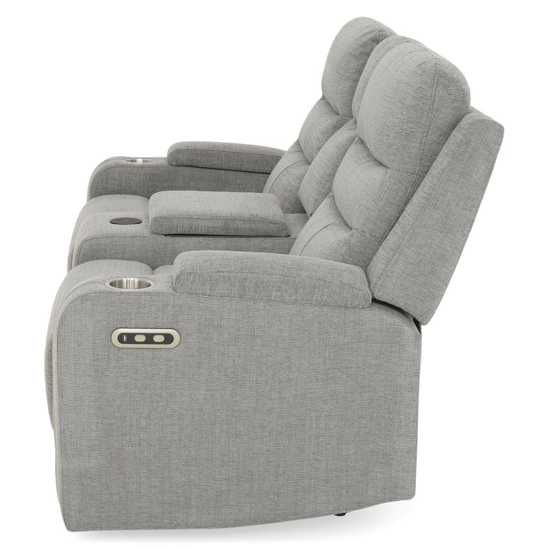 PARKER Canapea 2 locuri cu 2 reclinere electrice, încarcare wireless, consolă depozitare, stofă