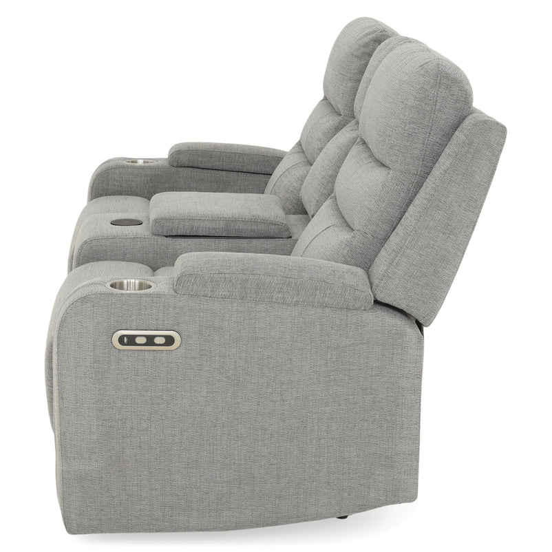 PARKER Canapea 2 locuri cu 2 reclinere electrice, încarcare wireless, consolă depozitare, stofă