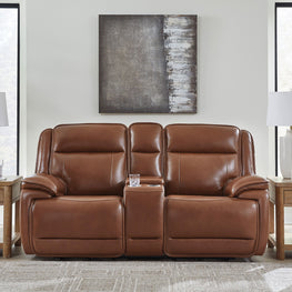 CRAWFORD Canapea 2 locuri, 2 reclinere electrice, consolă depozitare, piele