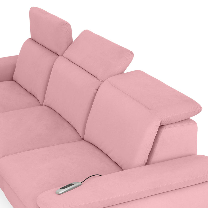 SOUND Colțar șezlong stânga/dreapta, 1 recliner electric și mecanism tetiere, stofă