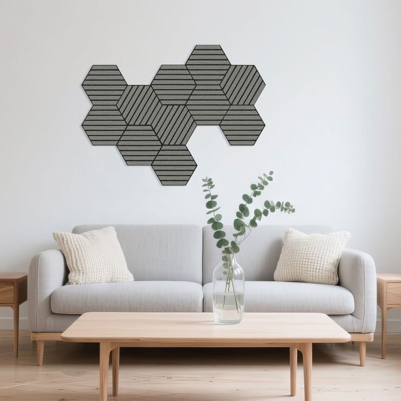 DECORIF Set 6 panouri decorative acustice hexagonale pentru perete