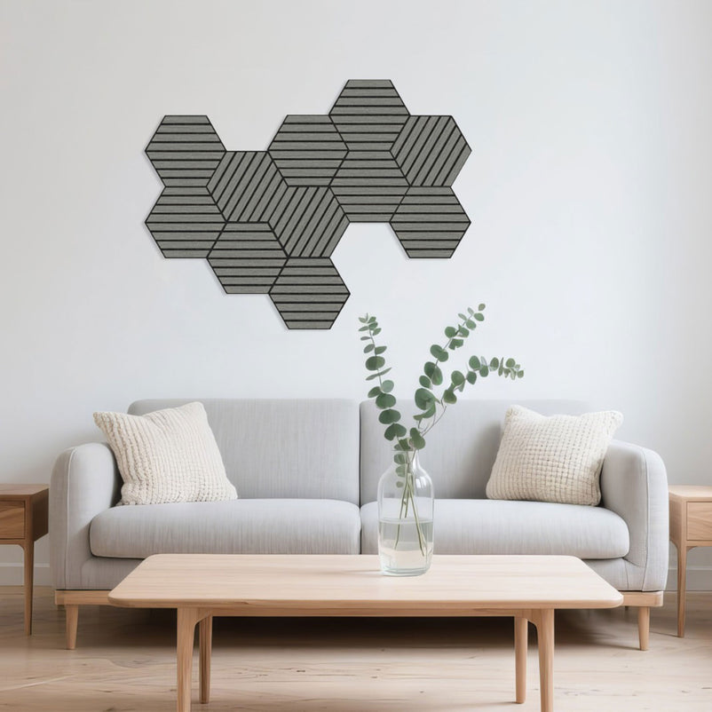 DECORIF Set 6 panouri decorative acustice hexagonale pentru perete