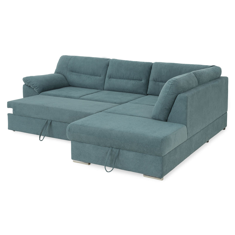 CELIA Canapea extensibilă, șezlong stânga/dreapta, spațiu depozitare, stofă