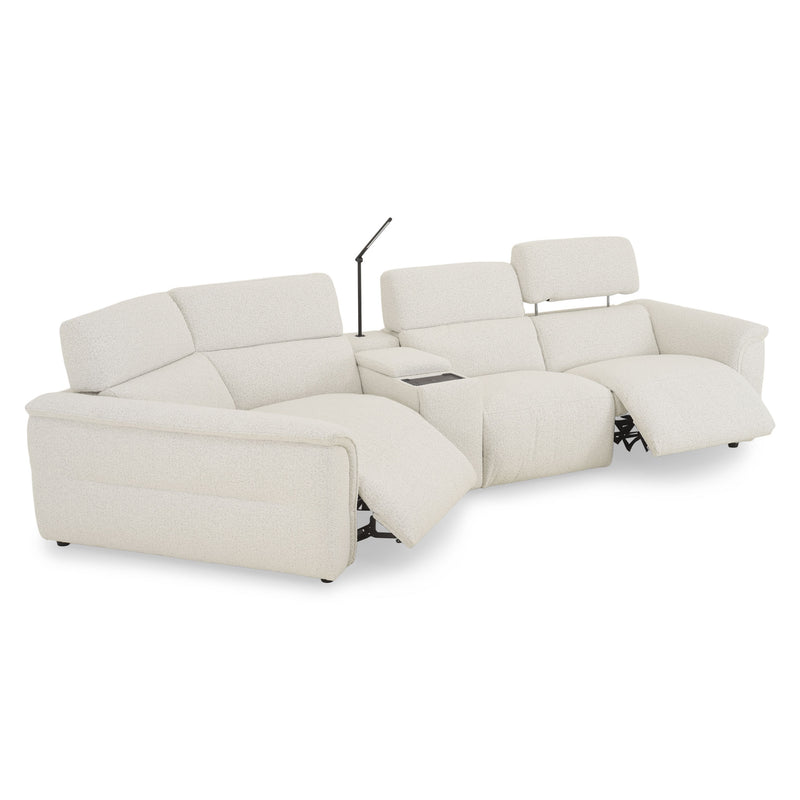ADDISON Colțar, 2 reclinerele electrice, lampă, încărcare WIRELES și USB, stofă