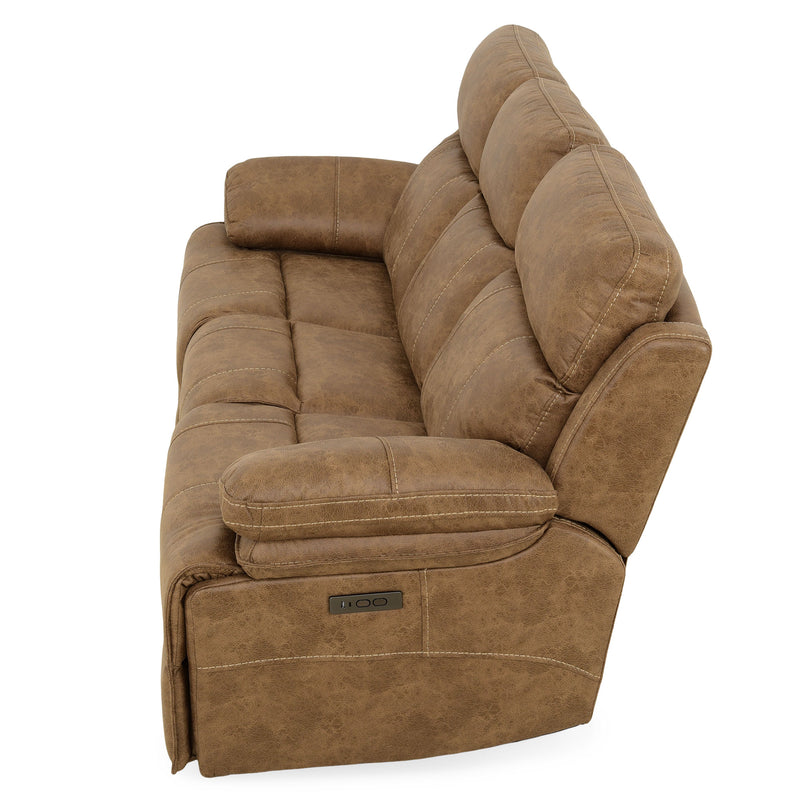 BRISBANE Canapea 3 locuri, 2 reclinere electrice, tetiere și măsuță, stofă