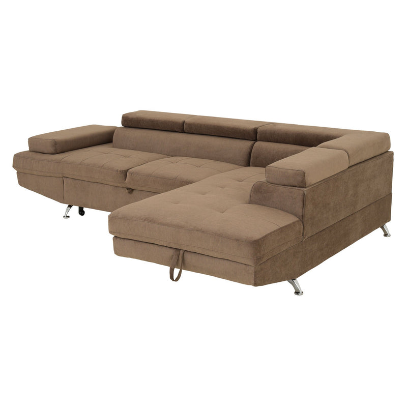 GIANNA Colțar extensibil șezlong stânga/dreapta, ladă depozitare inclusă, stofă