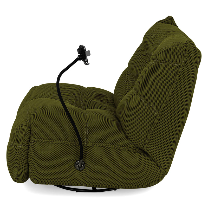 OPTIMUS Fotoliu rotativ cu recliner electric, USB, suport telefon, stofă