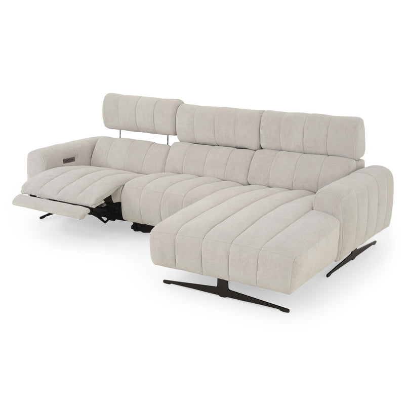 WELBY Colțar, recliner electric, șezlong stânga/dreapta, mecanism tetiere, stofă