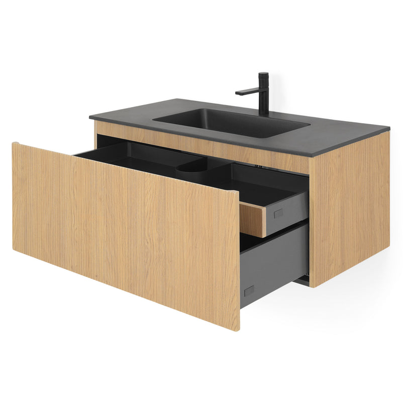 BRUNO Set mobilier baie, mască lavoar, dulap suspendat și lavoar