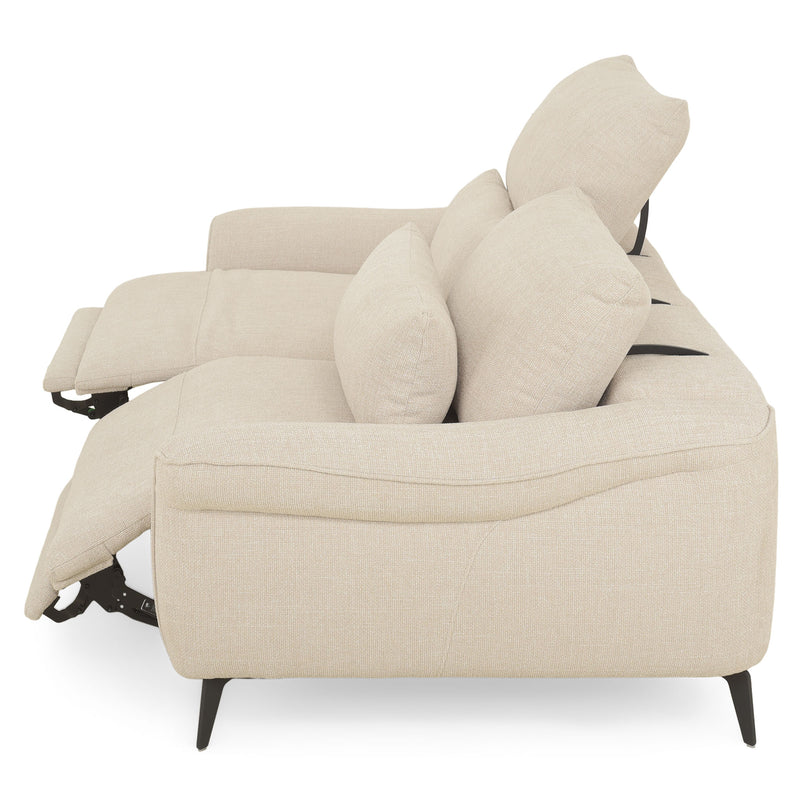 CARVER Canapea 3 locuri, 2 reclinere electrice și mecanism tetiere, stofă