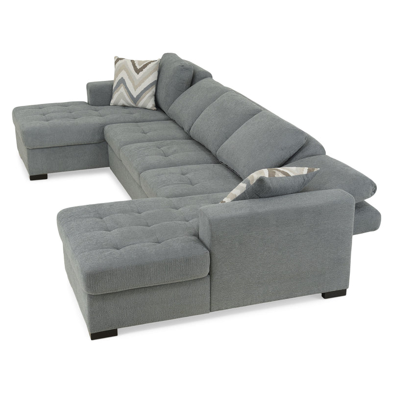 TARENT Ansamblu colțar, extensibil, ladă depozitare, perne decor incluse, stofă