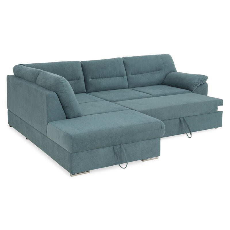 CELIA Canapea extensibilă, șezlong stânga/dreapta, spațiu depozitare, stofă