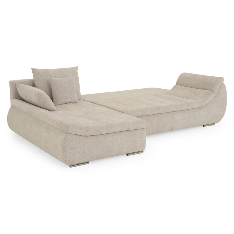 DIAZ Colțar extensibil, șezlong stânga/dreapta, ladă depozitare inclusă, stofă