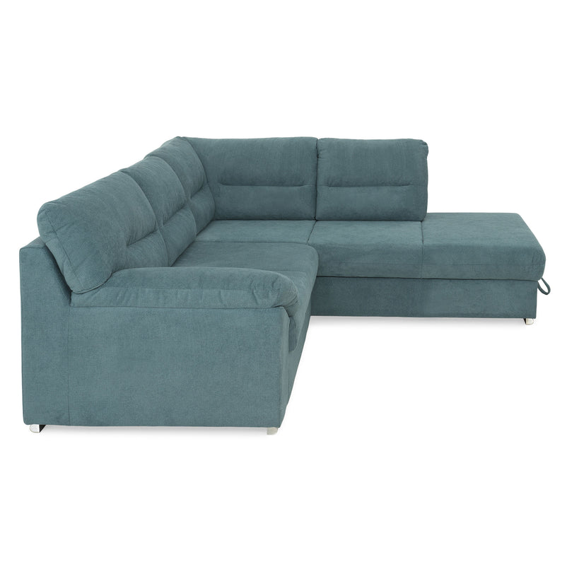 CELIA Canapea extensibilă, șezlong stânga/dreapta, spațiu depozitare, stofă