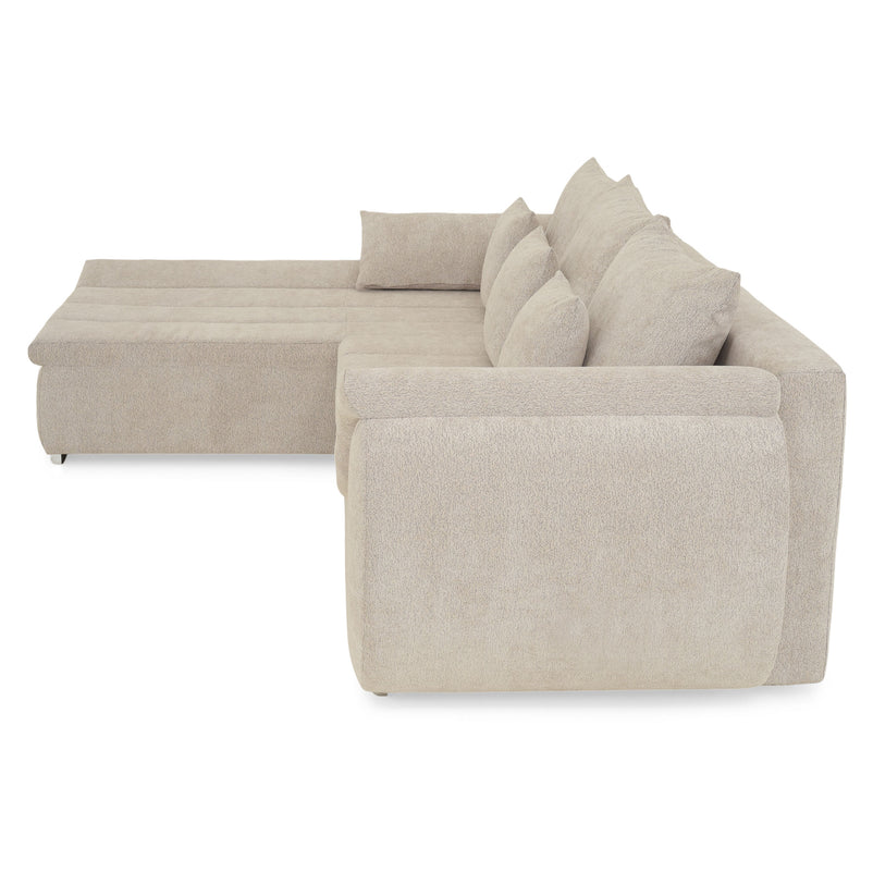 DIAZ Colțar extensibil, șezlong stânga/dreapta, ladă depozitare inclusă, stofă