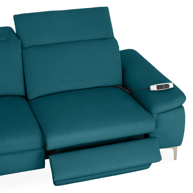 SOUND Colțar șezlong stânga/dreapta, 1 recliner electric și mecanism tetiere, stofă