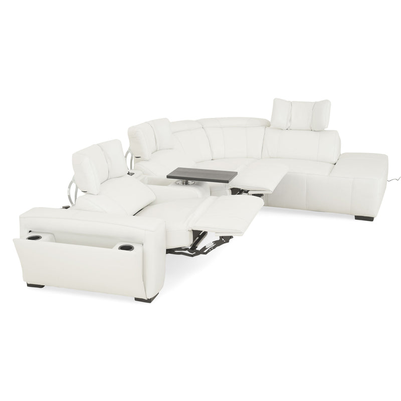 CINECITTA Colțar șezlong stânga/dreapta, 2 reclinere electrice, mecanism tetieră, USB, sistem sunet, piele