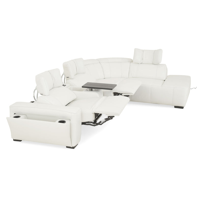 CINECITTA Colțar șezlong stânga/dreapta, 2 reclinere electrice, mecanism tetieră, USB, sistem sunet, piele