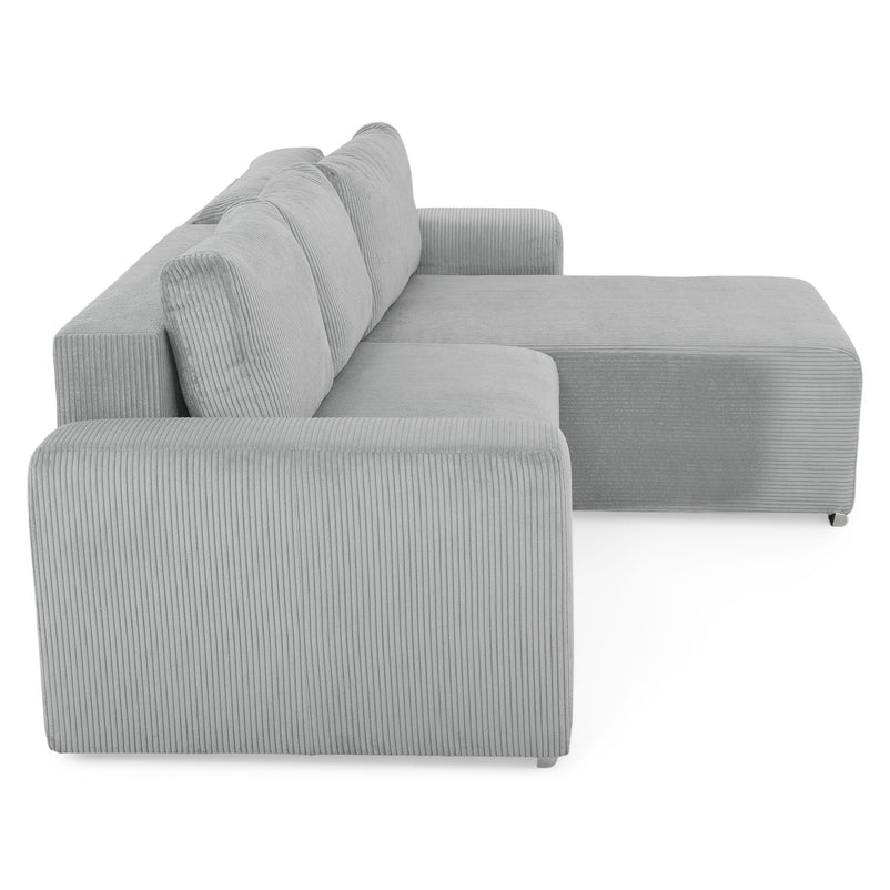 ONDINE Colțar extensibil, șezlong interschimbabil, ladă depozitare, stofă