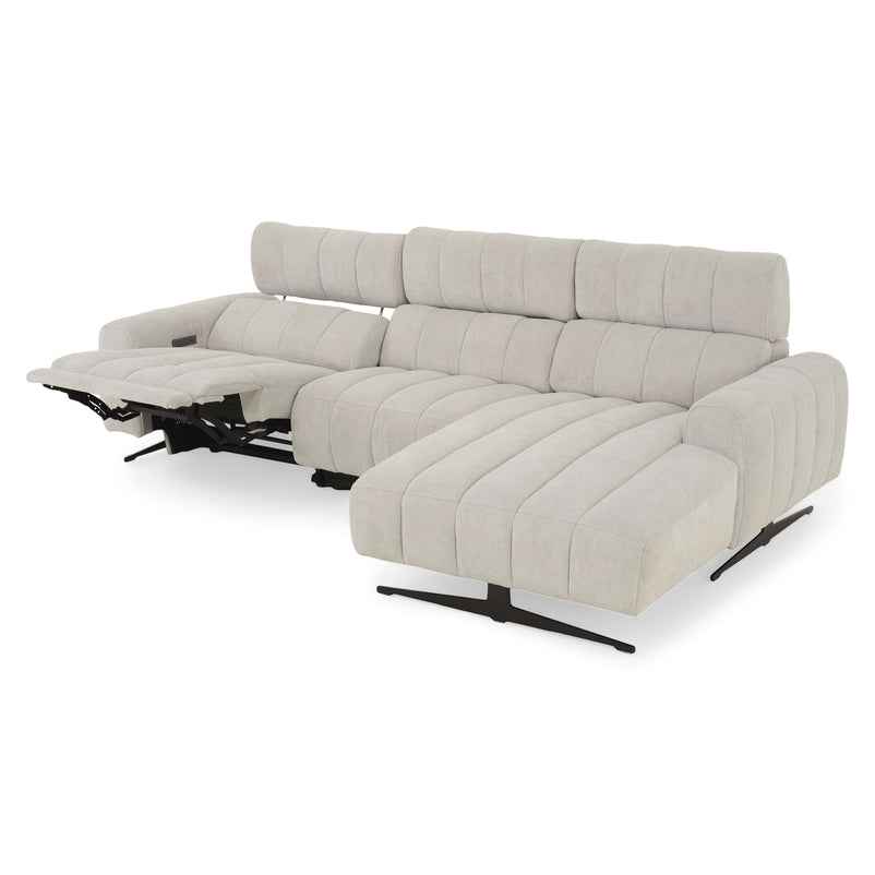 WELBY Colțar, recliner electric, șezlong stânga/dreapta, mecanism tetiere, stofă