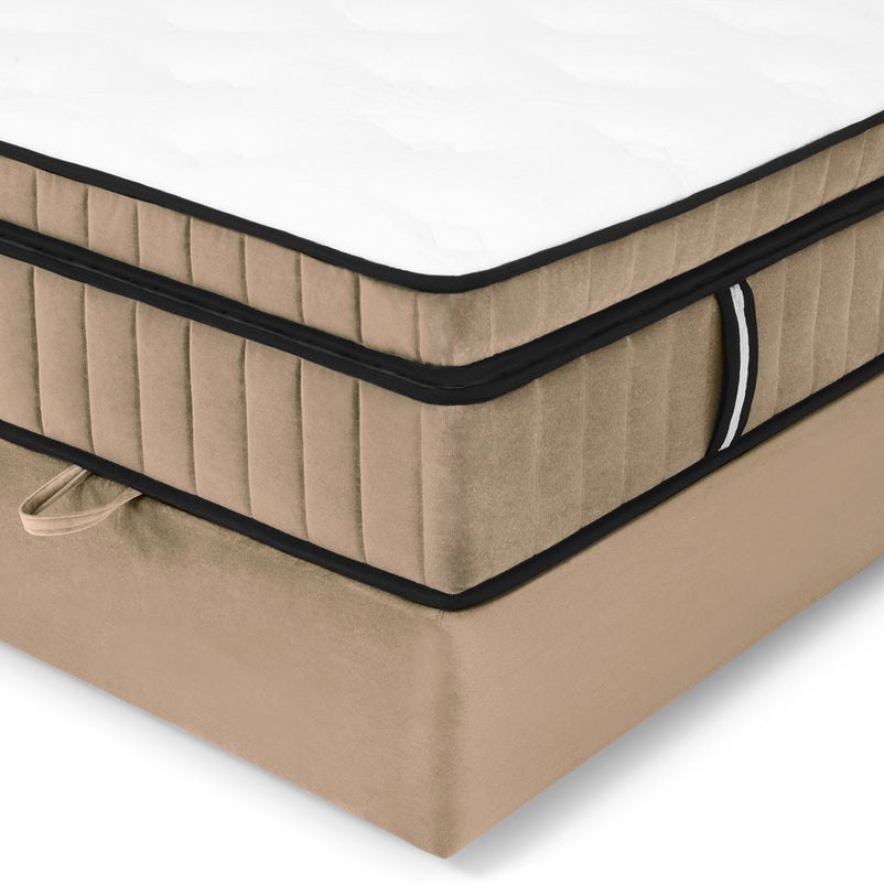 OPERA Pat tapițat, somieră rabatabilă, ladă și saltea incluse