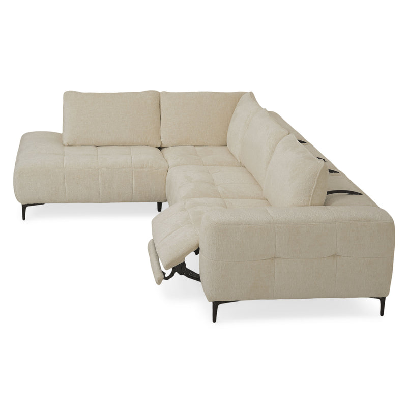 KARSTON Colțar cu șezlong stânga/dreapta, recliner electric, stofă