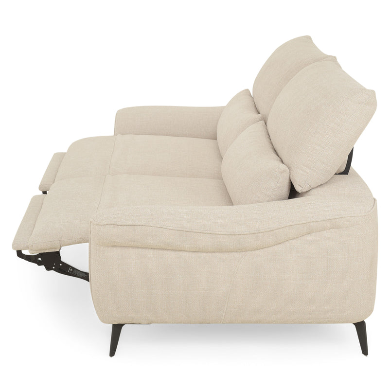 CARVER Canapea 3 locuri, 2 reclinere electrice și mecanism tetiere, stofă