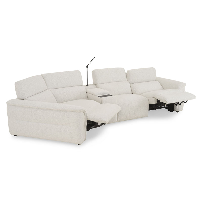 ADDISON Colțar, 2 reclinerele electrice, lampă, încărcare WIRELES și USB, stofă