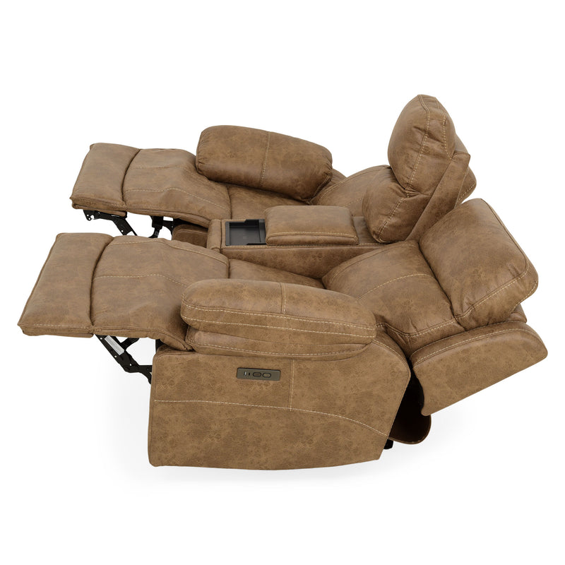 BRISBANE Canapea 2 locuri, 2 reclinere electrice, mecanism tetiere și USB, stofă