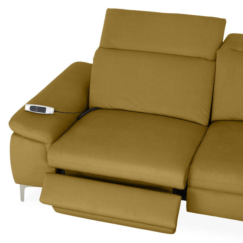 SOUND Colțar șezlong stânga/dreapta, 1 recliner electric și mecanism tetiere, stofă