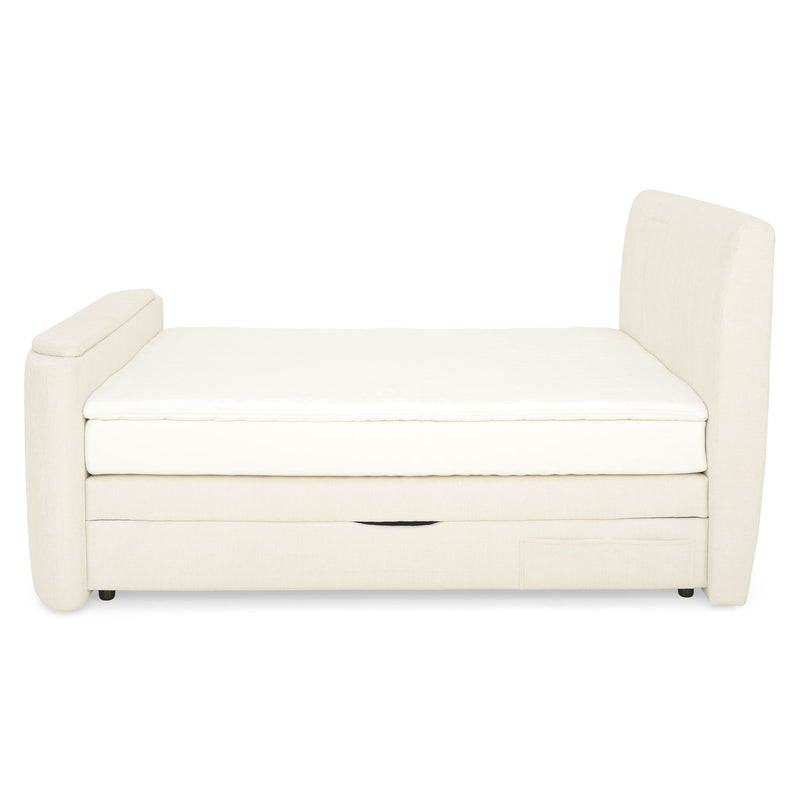 THANI Pat tapițat, 180x200cm, electric, boxspring, spațiu depozitare, saltea, spațiu TV incluse