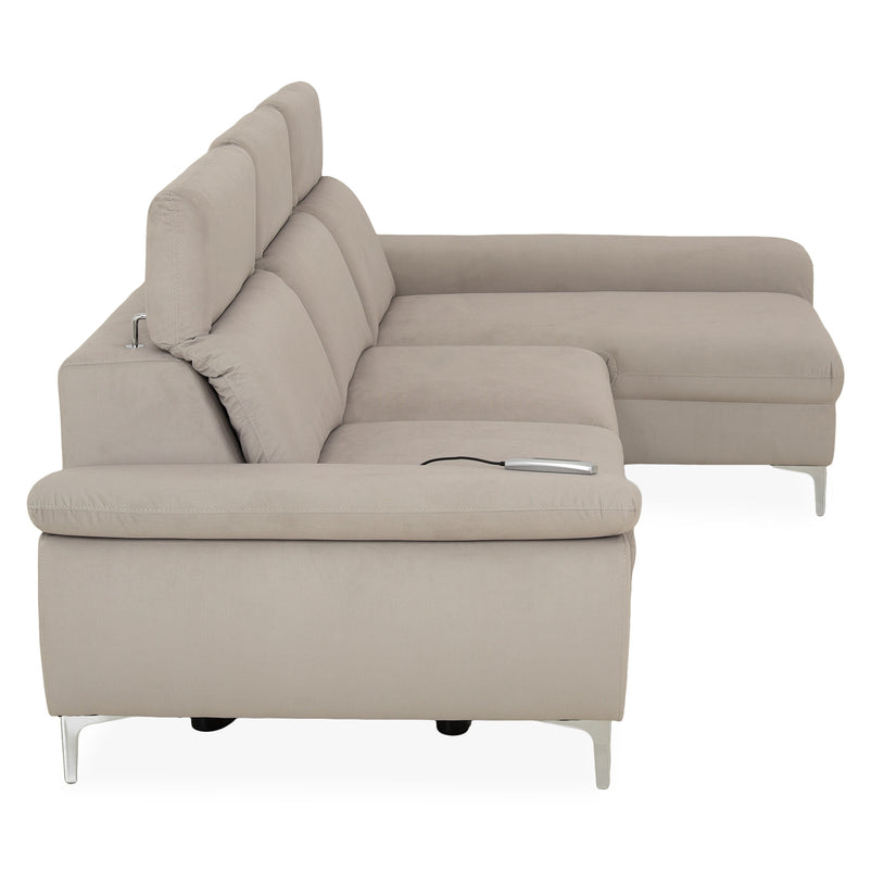 SOUND Colțar șezlong stânga/dreapta, 1 recliner electric și mecanism tetiere, stofă