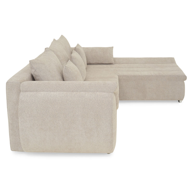 DIAZ Colțar extensibil, șezlong stânga/dreapta, ladă depozitare inclusă, stofă