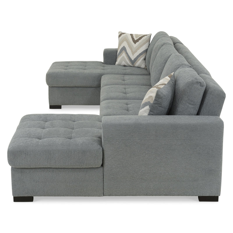 TARENT Ansamblu colțar, extensibil, ladă depozitare, perne decor incluse, stofă