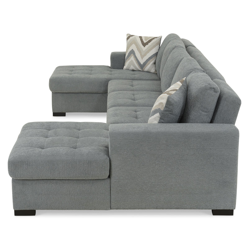 TARENT Ansamblu colțar, extensibil, ladă depozitare, perne decor incluse, stofă